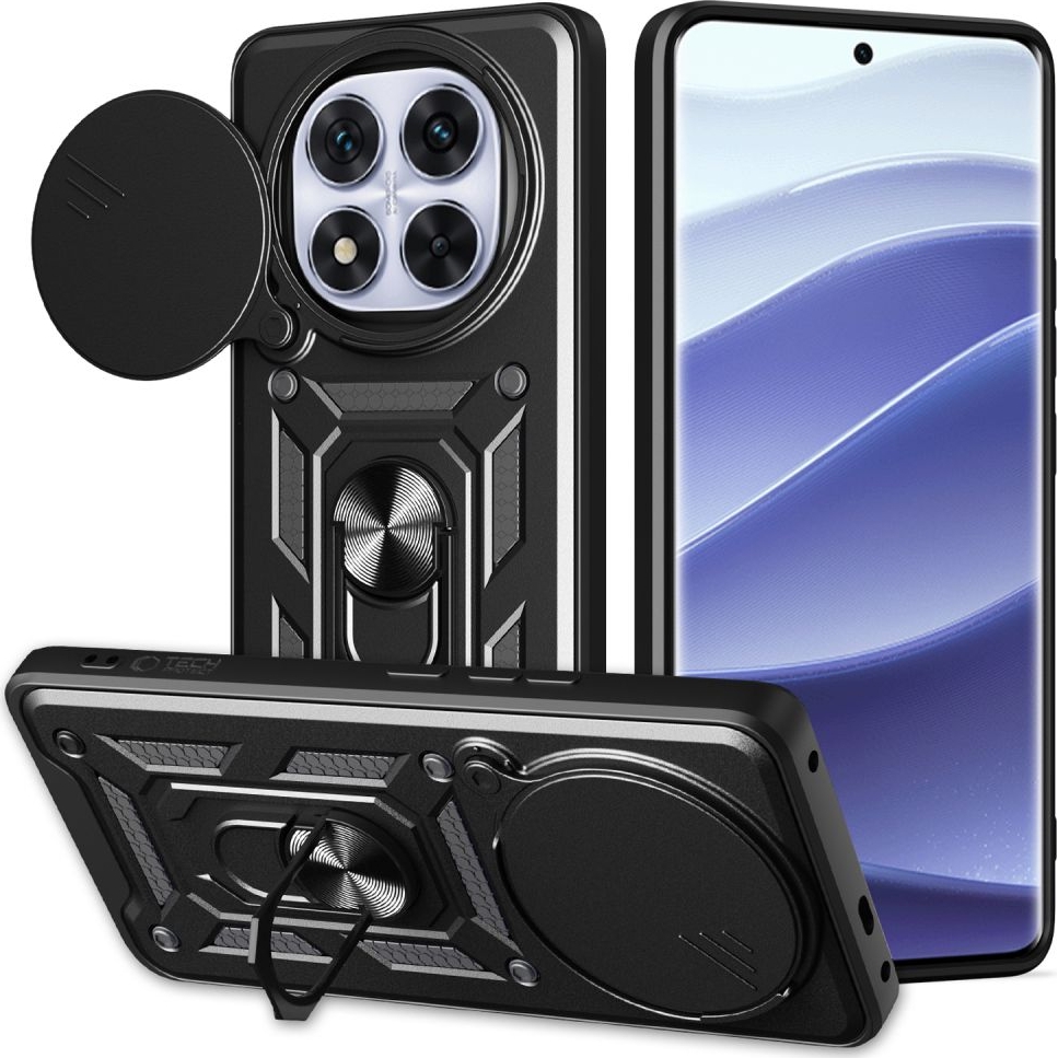  Etui z uchwytem na palec do Xiaomi Redmi Note 14 Pro Plus 5G Tech-Protect Camshield Pro, czarne 